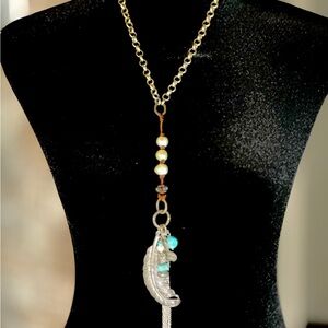 Chico's Gold and Silver Crescent Moon Necklace